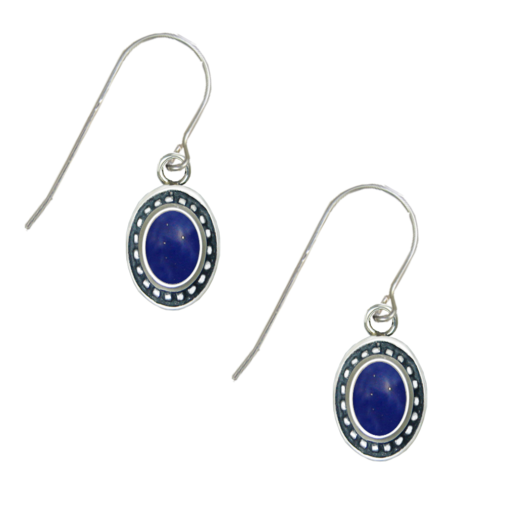 Sterling Silver Lapis Lazuli Gemstone Drop Dangle Earrings